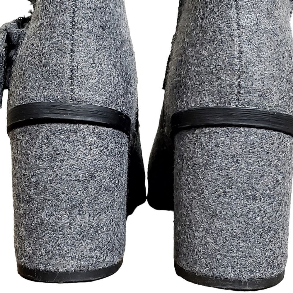 Muk Luks Womens Mae Booties Gray Size 6 Faux Fur Stacked Heel Buckle Accent - Picture 7 of 12